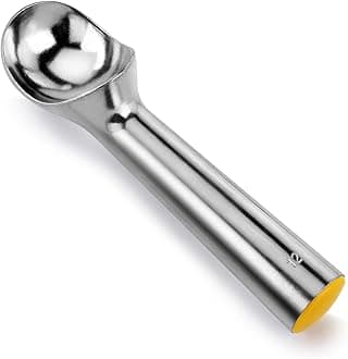 New Star Foodservice 7006957 Commercial Ice Cream Dipper Scoop Yellow 3-oz Size 12 (Hand Wash Only)