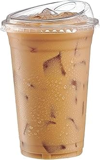 GUSTO Clear Plastic Cups with Lids [20 oz - 50 Count - Disposable Iced Coffee Drink Cups with Strawless Sip Lids for Smoothies, Juices, and More - Formerly Comfy Package