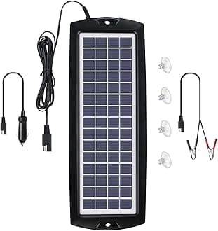 Car Battery Trickle Charger & Maintainer 12V Solar Panel Power Kit Portable Backup for Car Automotive RV Marine Boat Motorcycle Truck Trailer Tractor Powersports Snowmobile Farm Equipment