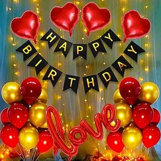 Party PropzBirthday Decoration Items for Wife - 38 Pcs, Birthday Decoration Items For Couples | Happy Birthday Decoration For Men, Women | Love Birthday Decoration Kit | Birthday Decorations