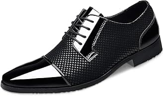 BULMEGIAYMen's Dress Shoes Casual Oxford Lace-up Shoes Business Formal Shoes Cap Toe Fashion Shoes