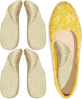 Dr.Foot Arch Support Shoe Inserts for Plantar Fasciitis Relief, Self-Adhesive Arch Pads Heel Cushion for Flats, Heel Pain, Gel Arch Insoles for Men and Women 2 Pairs (Apricot, Small)