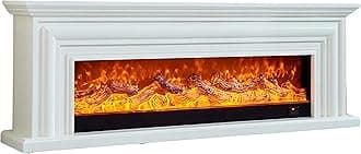 Electirc fireplace (150cm) LED with heater 1500w, wood frame Fireplace with remote control, touch buttons, adjustable flame, beautifull TV table, home decorations (black)