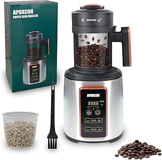 Coffee Bean Roaster Electric Air Coffee Roaster Machine for Home Use with Coffee Bean Chaff Collection Basket Adjustable Timer & Variable Heat Settings & Air Fan Setting 1500W 100g
