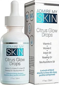 Admire My Skin Vitamin C Gua Sha Oil for Face - Organic Facial Oil for Glowing Skin with + Argan & Rosehip Oils - For a Dewy, Youthful Glow 1oz