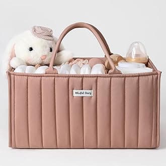 Baby Diaper Caddy Organizer, Stylish Storage Basket for Newborn Essentials and Diaper Station, Gift for Baby Shower and Registry Must-Have, Blush Pink