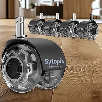 Sytopia Office Chair Wheels Replacement Set of 5, 11x22mm Pin Office Chair Castors for Hardwood Floor, Carpet, Smooth and Silent Gliding, Safe for All Floors (Grey, Not Compatiable with 1KEA)