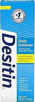 Desitin Daily Defense Baby Diaper Rash Cream with Zinc Oxide to Treat, Relieve & Prevent diaper rash, Hypoallergenic, Dye-, Phthalate- & Paraben-Free, 4.8 oz