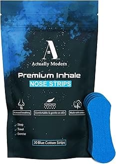 Inhale Nasal Strips for Sleeping - Nose Tapes for Breathing - Anti Snoring Solution & Nasal Congestion Relief Nasal Tape - Universal Fit, Extra Strength for Sensitive Skin (Blue)