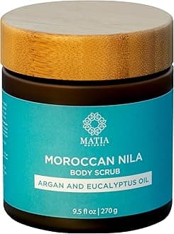 MATIA NATURAL Moroccan Nila Scrub & Face Mask | Natural Exfoliating Scrub for Women and Men | Infused with Shea Butter,Argan Oil & Eucalyptus | Vitamin E & Moroccan Nila Powder