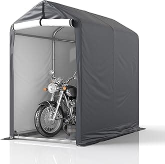 GARTOO 6 x 3ft Outdoor Cycle Storage Shelter - Bike Shed with Roll-up Door & Ventilate Window, Polyethylene Canopy Bicycle Garage for Garden, Domestic, Outdoor, Rain Shelter
