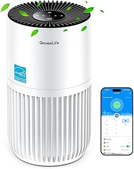 GoveeLife Mini Air Purifier for Bedroom, Smart Filter Air Purifier with App Alexa Control for Pet Hair, Odors, Pollen, HEPA Portable Air Cleaner with 3 Speeds, 2 Modes, Timer, Aroma for Home