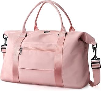 Travel Duffle Bag, Waterproof Weekender Carry On Tote Bags for Women, Sport Gym Bag for Men, Hospital Bag for Labor and Delivery, Overnight Luggage Bag with Trolley Sleeve Coral Pink