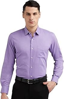 Peter EnglandMen's Everday Regular Fit Solid Shirt | Cotton Rich | 5-Pin Pocketing