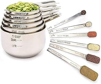 Simply Gourmet Measuring Cups and Measuring Spoons Set Stainless Steel Measuring Cups and Spoons Set of 12.