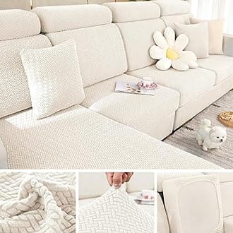 Soothing Home Sofa Covers, Sofa Hero Covers, Upgrade Stretch Fit Anti Slip Universal Sofa Cushion Covers, Wear Resistant, Stain Resistant & Washable (White, Back Cover(L))