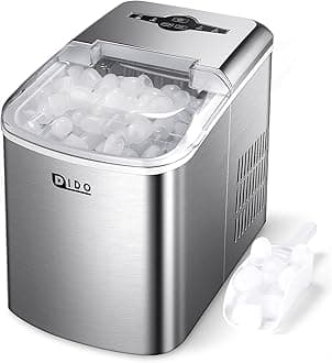DIDO Ice Maker Countertop, 10Pcs Bullet Ice Cube in 6-9 mins,33Lbs/24hrs, Self-Cleaning Portable Ice Makers with Ice Scoop&Basket,Stainless Steel Ice Machine,L/S Size for Home/Office/Bar