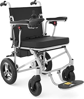 Electric Wheelchairs for Adults,20 Miles Lightweight Foldable Motorized Wheelchairs Power Portable Wheelchair,500W Motor,Silver
