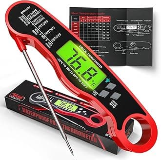 AWLKIM Meat Thermometer Digital - Instant Read Waterproof Food Thermometer with Backlight for Cooking, Grill, Candy, Kitchen & Stocking Stuffers for Men - Red