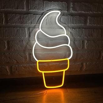 Ice Cream Neon Sign 18 inches Led Business Light Up Signs Wall Decor for Home Bedroom Bar Shop Food Truck Decorations