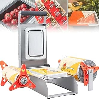Manual Food Tray Sealer Machine, Takeaway Box Hand Pressure Food Packaging Machine, Commercial Stainless Steel Vegetables Tray (18 * 12cm)