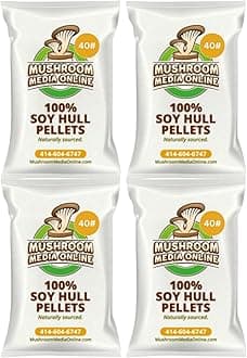 100% Soy Hull Mushroom Pellets - Ideal and Fast-Growing Substrate for Mushroom Cultivation, Oyster Mushrooms, Shiitake, and More (160, Pounds)