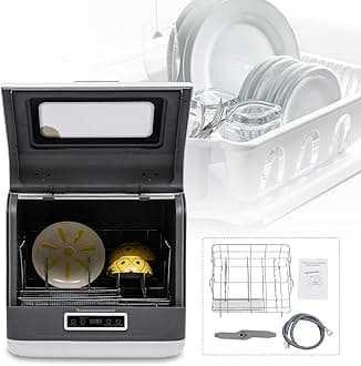 Countertop Dishwasher Portable Compact Dishwasher W/ 4 Washing Programs, Energy Save with Low Water Consumption, No Installation for Small Apartments, Dorms and RVs