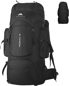 HIKEMATE 60L Travel Backpack with Water Proof Rain Cover, Shoe Compartment - Camping Hiking Rucksack Trekking Bag - MTL02