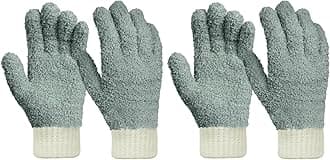 MIG4U Microfiber Dusting Gloves House Cleaning Glove for Blinds, Windows, Shutters, Furniture, and Car, Reusable Lint-Free Gray 2 Pairs S/M