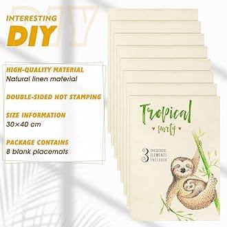 Tegeme 16 Pieces Sublimation Blank Placemats Mats White Burlap Washable Placemats for Christmas Dining Tables Birthday Party Wedding DIY Table Mats Home Kitchen Holiday Table Decor 12 x 16 Inch