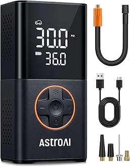 AstroAI L7 Air Compressor Tire Inflator Portable Cordless Bike Pump with Digital Dual Values Display, 150 PSI Car Tires Pump with LED Lights Air Pump for Cars, Motorcycles, Bikes, Balls