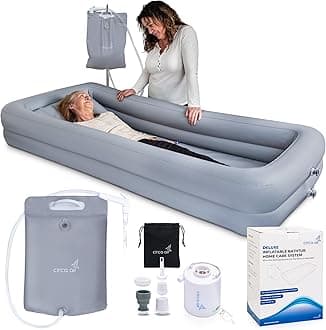 Circa Air Portable Bath Tubs Adults - Inflatable Bathtub with Bedside Shower Bag & Electric Pump, Full Body Washing in Bed, Bed Bath Supplies, Portable Shower Bed, Blow Up Tub, Hair Shampoo Basin