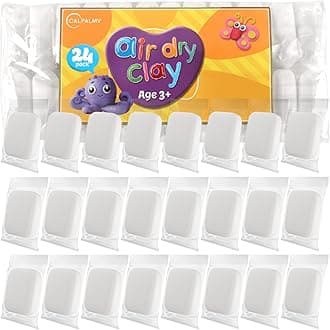 CALPALMY Air Dry Clay (8.5oz), Bulk 24-Pack White Moldable Foam Clay, Airdry Soft Clay for Kids Gifts Partty and School Project Supplies, Perfect for Crafts Cosplay Sculpting and Artistic Projects
