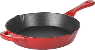 10 Inch European Enameled Cast Iron Skillet - Gradient Red