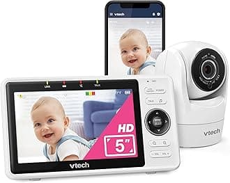VM901 Smart WiFi Baby Monitor with 1080p FHD Camera and 5" HD IPS Display, Free App, Remote Pan Tilt Zoom, Night Vision, Motion Detection Alerts