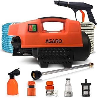 AGARO Supreme High Pressure Washer Car Washer, 1800 Watts Motor, 120 Bars, 6.5L/Min Flow Rate, 8 Meters Outlet Hose, Portable, Car, Bike & Home Cleaning, Black and Orange