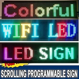 OUTDOOR Splash WaterProof Ultra Bright RGB FULL COLOR Programmable Scrolling LED Message Marquee Sign, Slim Strong Design with UL listed Power.