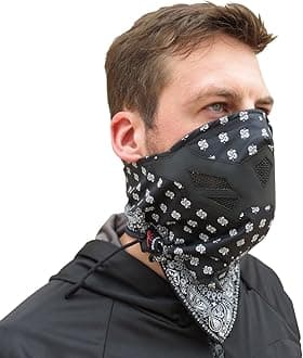 Half Face Mask for Cold Winter Weather. Use this Half Balaclava for Snowboarding, Ski, Motorcycle. (Many Colors)(Bandana- BW)