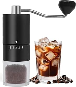 Manual Coffee Grinder With Ceramics Burr for Espresso,French Press,5 Adjustable Settings,Hand Coffee Grinder,For Home Use and Camping Travel,Coffee Bean Grinders With Hand Crank (Black)