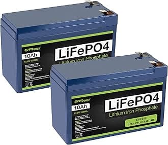 2 Pack ExpertPower 12V 10Ah Lithium LiFePO4 Deep Cycle Rechargeable Battery | 2500-7000 Life Cycles & 10-Year lifetime | Built-in BMS