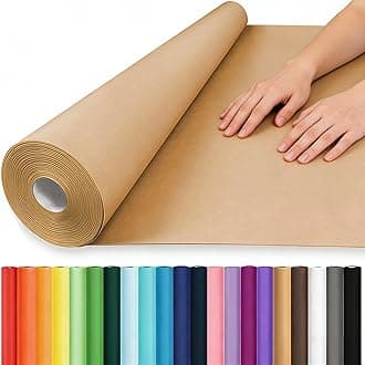 Vanhench 36"x 2520" (210') Brown Wrapping Paper Roll for Bulletin Board Paper, Kraft Paper, Craft Paper, Art Craft Bouquet Flower Table Covering Poster Packing Shipping Moving Supplies, 70GSM 50LB
