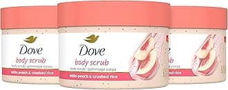 Dove Body Scrub White Peach & Crushed Rice 3 Count for Visibly Silky-Smooth, Nourished Skin, with ¼ Moisturizing Cream