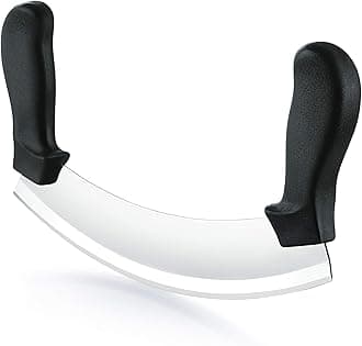 Pizza Cutter - Pizza Slicer - Mezzaluna/Mincing Knife - Double Handle Ideal for Mincing, Dicing, Chopping & Slicing