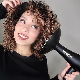 CURLSMITH Defrizzion Hair Dryer with Extra Large Diffuser, for Curly Hair, Reduce Frizz, 3 Speeds, 4 Heat Settings, Infared, Ceramic Heat