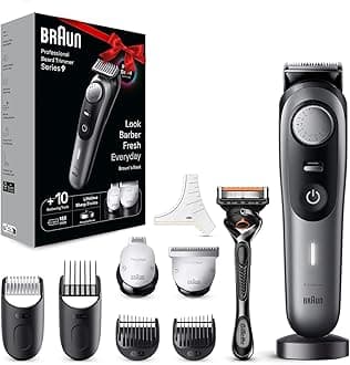Braun BT9420 Series 9 Electric Beard Trimmer for Men with 10 Barber Tools, Ultra Sharp ProBlade Blade, 180 Min Battery Life, Wireless Beard Shaver, 40 Lengths, Waterproof, Grey
