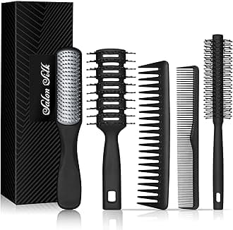 SalonSilk Hair Brush for Men, 5PCS Men Hair Brush & Styling Comb Set, Professional Barber Tools for All Hair Types, Perfect for Styling, Grooming, and Detangling