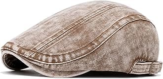 Quanhaigou Men's Cotton Flat Ivy Gatsby Newsboy Driving Hat Adjustable Irish Cabbie Ivy Driving Hunting Cap