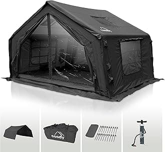 Coody | Rbm Outdoors Koala/Hub/Octopus Inflatable Tents for Camping with Stove Jack, 2/8/10 Person Luxury Canvas Blow Up Tent, 2 Room, Easy Setup Casa de Campaña, Large Inflatable House with Pump