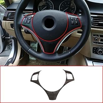 CHEYA 4 Styles ABS Chrome For BMW E90 3 Series 2005-2012 Car Steering Wheel Decoration Frame Trim Accessories (Black Wood Grain)