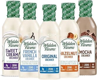 Coffee Creamers Calorie Free, Dairy Free, Carb Free And Vegan Pack of 5 (Original Cream - Sweet Cream - Mocha- Hazelnut & French Vanilla)